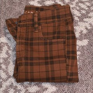 american eagle brown plaid stretch jeans